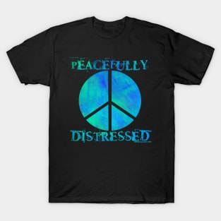 Peacefully Distressed v7 Blue Green T-Shirt